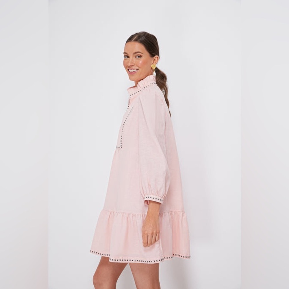 TUCKERNUCK Bermuda Pink Palmerston Mini Puff Sleeve Dress Bermuda Pink Sz. XS - Picture 4 of 16